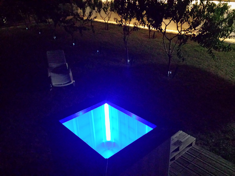 Romantic wood-fired hot tub at night in Subotica, Serbia
