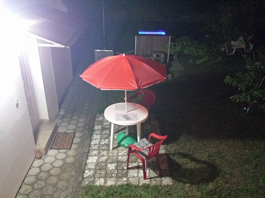 Private garden studio apartment at night in Subotica, Serbia